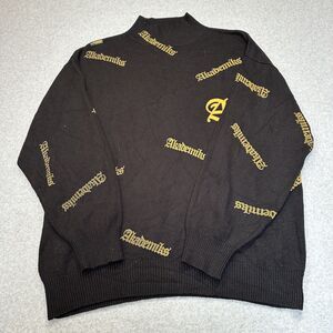 Akademiks Mens Mock Neck Acrylic Sweater All Over Print Black Size 2XL Tall VTG